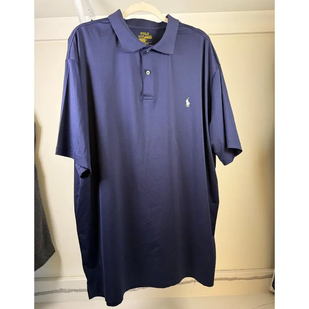 Ralph Lauren Performance Polo Shirt Men's Size Large Tall Navy Blue‎ Golf